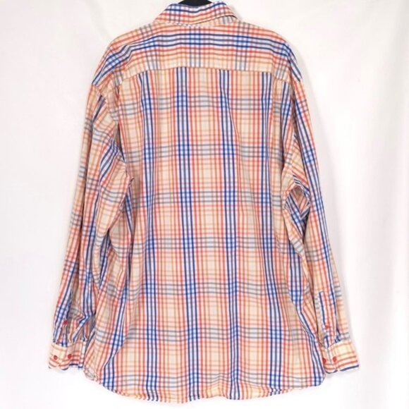 St. Croix ITALY🇮🇹MADE Men's Shirt Plaid Check Size XXL Orange Blue Cotton - Picture 3 of 9